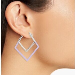 NWT Karl Lagerfeld Paris Crystal Geometric Nested Hoop Earrings w/ Dust Bag